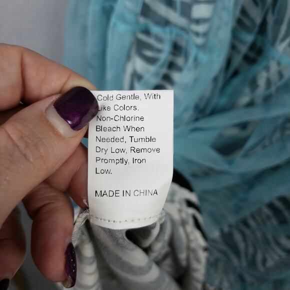 Shein Curve Sz 0X Mesh Overlay Maxi Dress Zebra Print Aqua Maximalist Whimsigoth - Picture 9 of 11